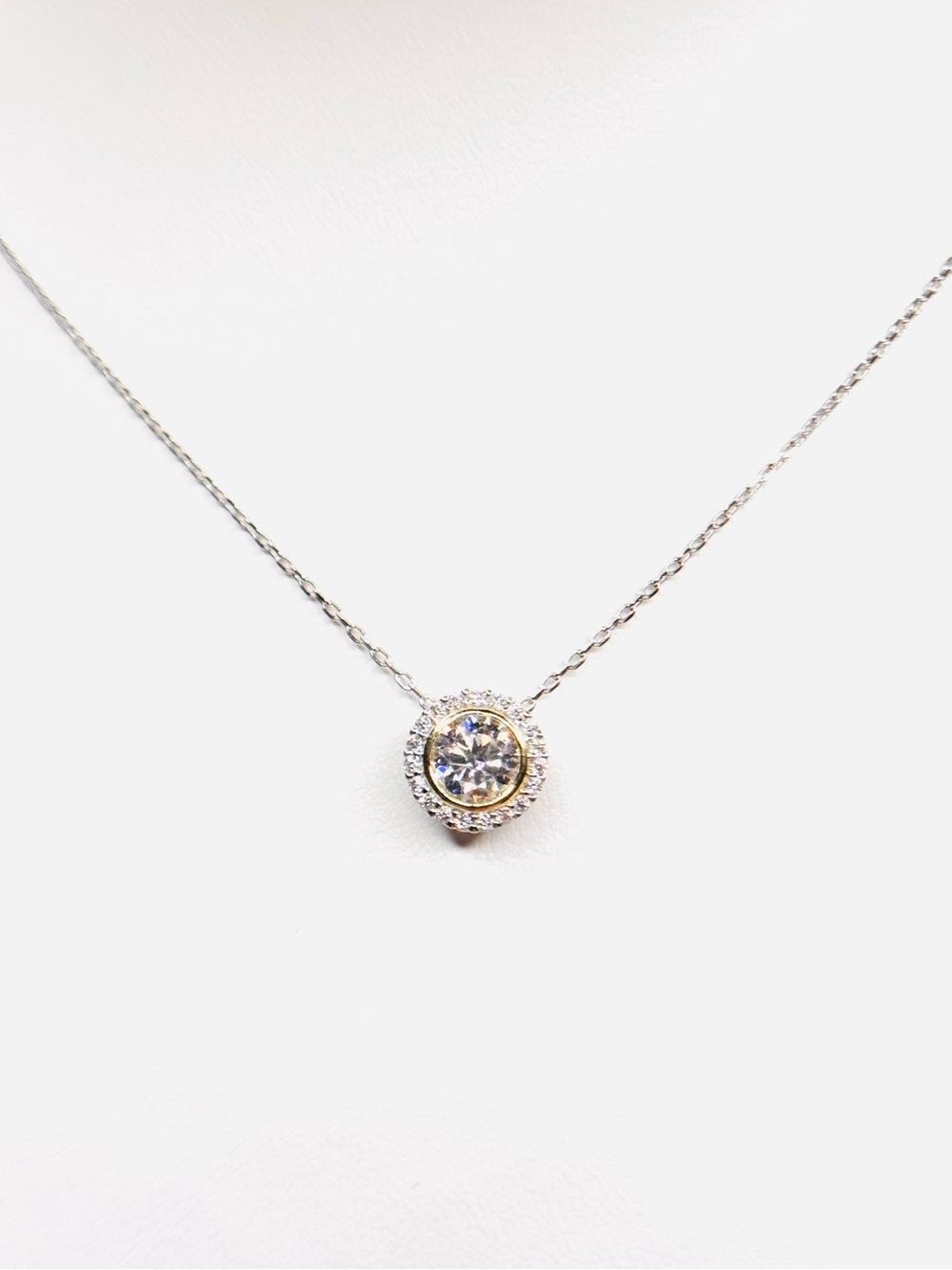 Delicate Moissanite Necklace 1 c.t.w with/ Halo